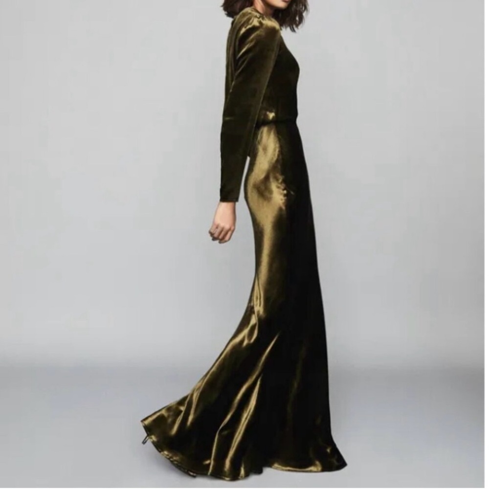 REISS KLARA VELVET PLUNGE MAXI DRESS - Picture 5 of 16